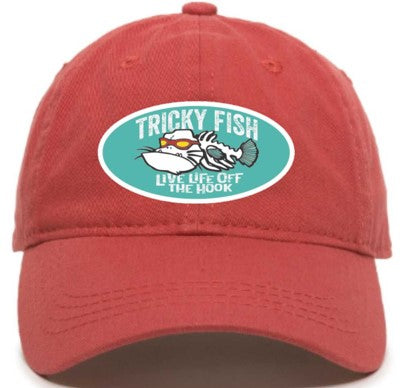 Tricky Fish Dad Hat Coral Red